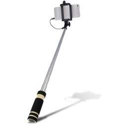 Selfie Stick ligação cabo audio 61cm Preto