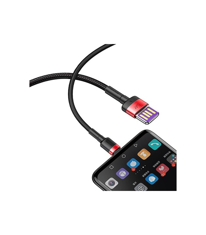 Cabo USB-A para USB-C 1M 5A 40W Vermelho e Preto Baseus