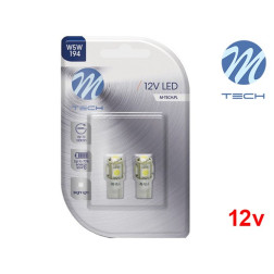 Lâmpadas LED T10 W5W 5x SMD 5050 12V Cool White Basic M-Tech - Pack Duo Blister
