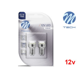 Lâmpadas LED BA15s 24xDip 5mm Cool White Basic M-Tech - Pack Duo Blister