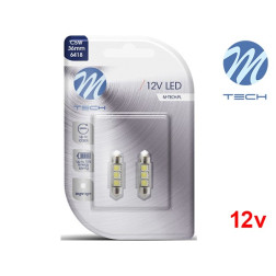 Lâmpadas LED Tubular C5W 36mm 3xSMD5050 Canbus Cool White Basic M-Tech - Pack Duo Blister