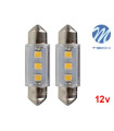 Lâmpadas LED Tubular C5W 36mm 3x SMD 3528 12V Cool White Basic M-Tech - Pack Duo Blister