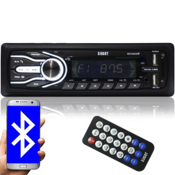 Auto Rádio MP3 Bluetooth Dual USB AUX Micro SD FM 4x50w Svart S500 ISO