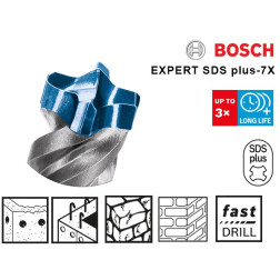 Broca EXPERT SDS Plus-7X Bosch 5mm x 100mm x 165mm Alvenaria e Betão