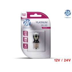 Lâmpada LED BA15s P21W Canbus 14x SMD 2835 12V-24V Cool White Platinum M-Tech - Pack Individual Blister