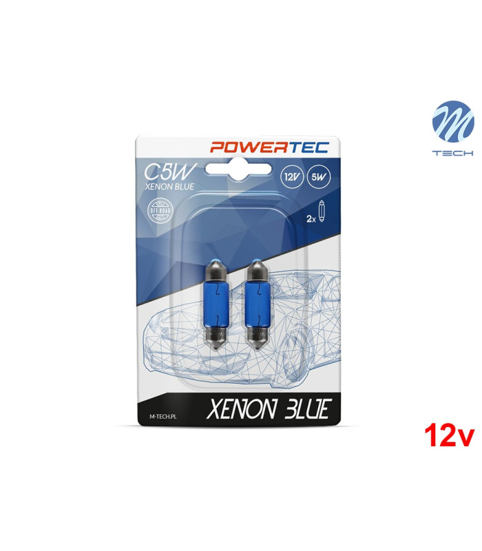 Lâmpadas de Halogéneo Tubular C5W 36mm 12v/5w Xenon Blue - Pack Duo Blister